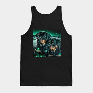 Rottweilers With Green Glow Tank Top